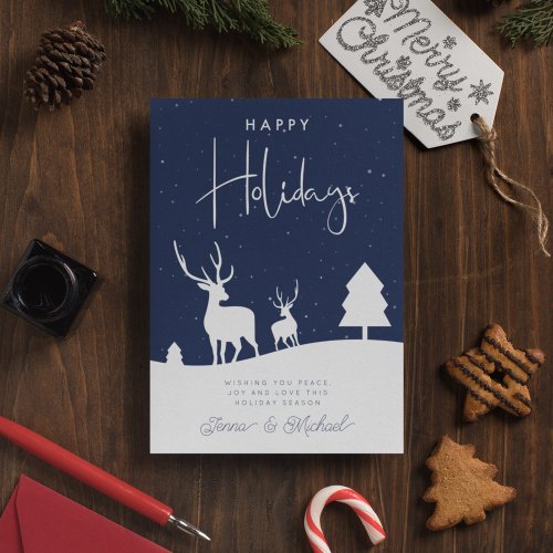 ADD YOUR PHOTO  Winter Deer Snowflakes Invitation
