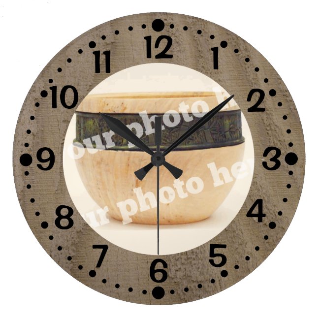 Add Your Photo Wood Look Clock w/ Minutes