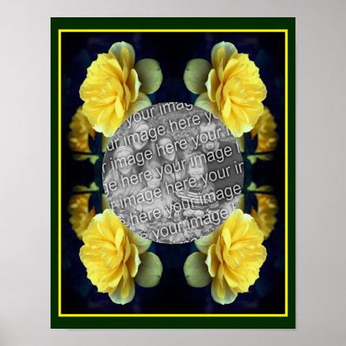 Add Your Photo Yellow Rose Flower In Bloom Frame Poster