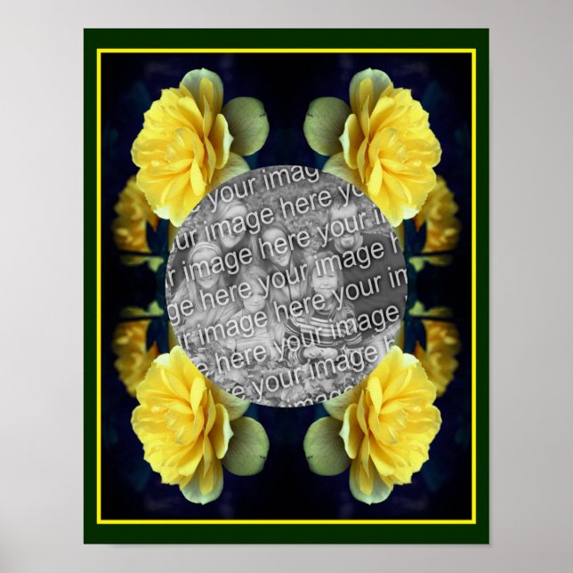 Add Your Photo Yellow Rose Flower In Bloom Frame Poster (Front)