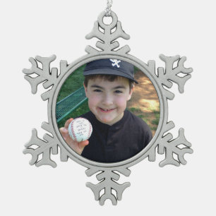 Add Your Photos and Text Personalized Snowflake Pewter Christmas Ornament
