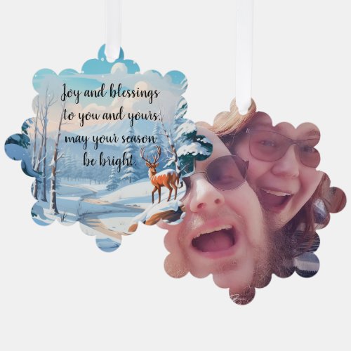 add your photos and words customizable deer  ornament card