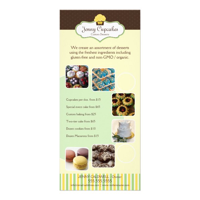 Add Your Photos Custom Bakery Rack Card (Front)