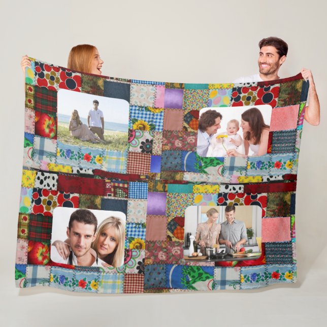 ADD YOUR PHOTOS-PATCHWORK FLEECE BLANKET (In Situ)