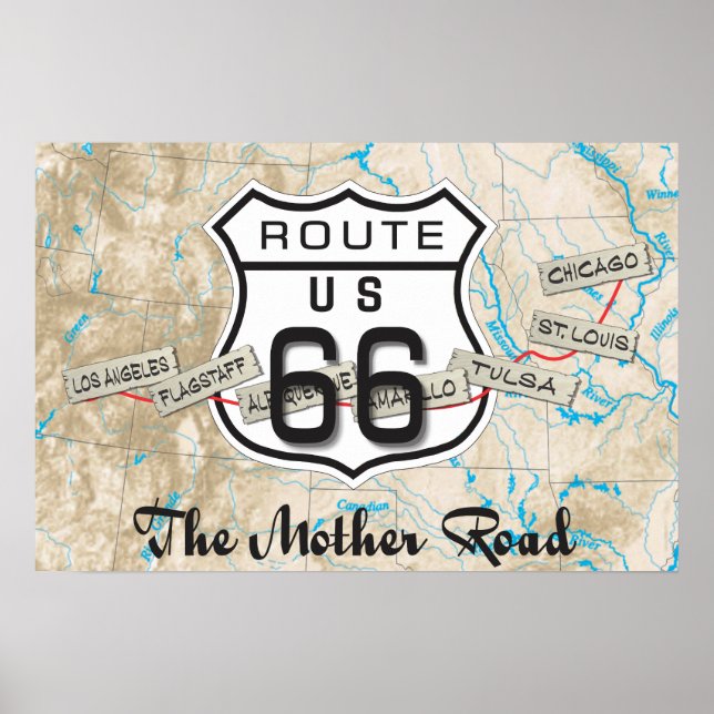 add your photos Route 66 Map Poster (Front)