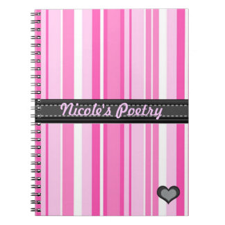 Add Your Phrase Pink Stripes Notebook