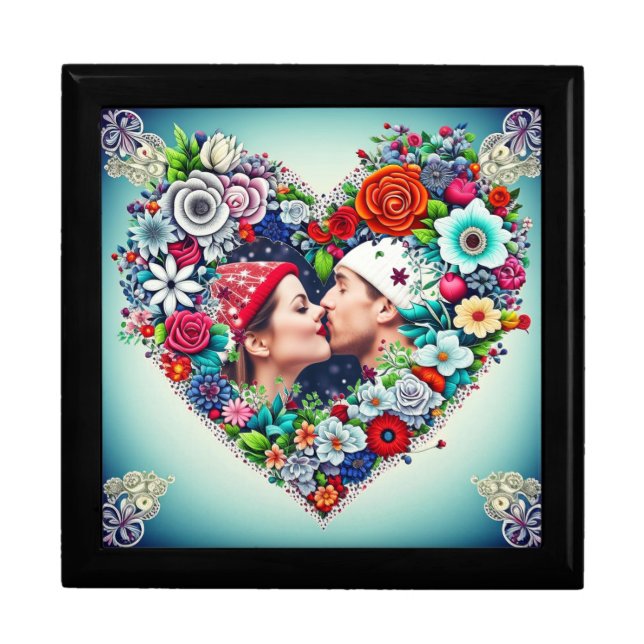 Add Your Picture | Floral Heart Frame Gift Box (Front)