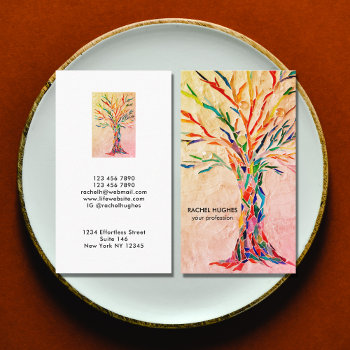 Add Your Profession Rainbow Tree Business Card by SewMosaic at Zazzle