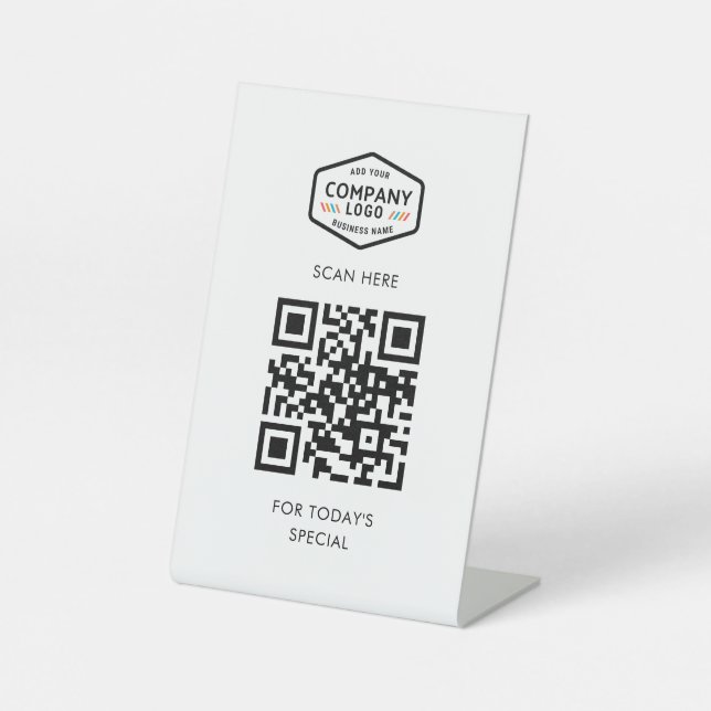 Add Your QR Code and Business Logo Pedestal Sign (Front)
