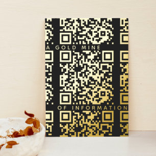 Add Your QR Code Black & Gold Funny Discount Card