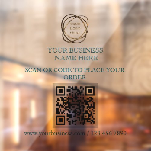 Add Your QR Code Business Logo Clear Teal Window Cling