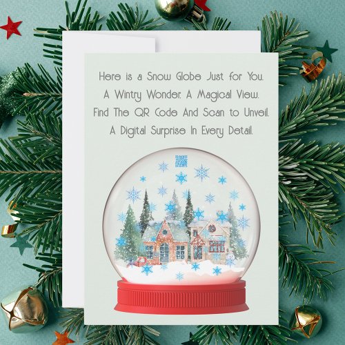 Add Your QR Code Message or Gift to a Snow Globe Holiday Card