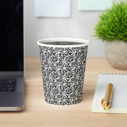   Add Your QR Code Pattern Unique Geek Promotional Paper Cups