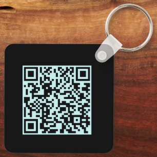 Add Your QR Code Promotional Business Aqua Black Keychain