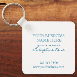 Add Your QR Code Promotional Business Simple Aqua  Keychain