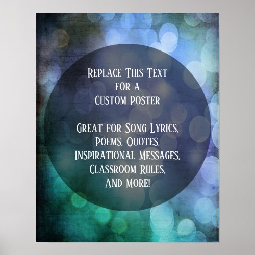 Add Your Quote Grunge Textured Colorful Lights Poster