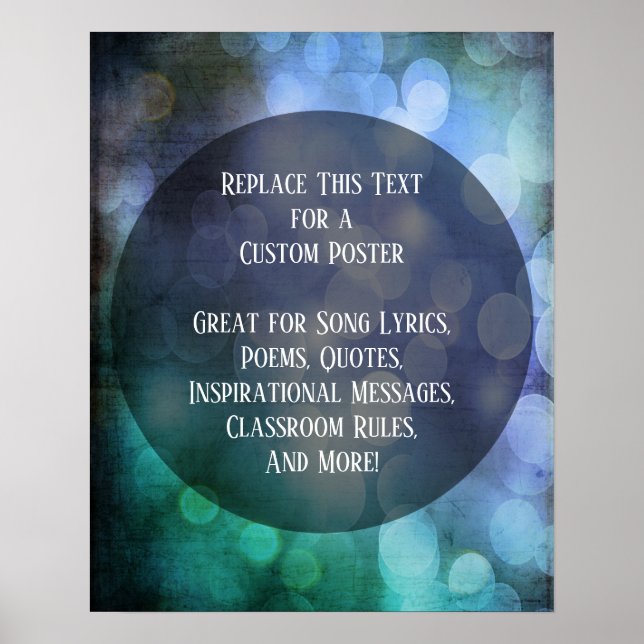 Add Your Quote Grunge Textured Colorful Lights Poster (Front)