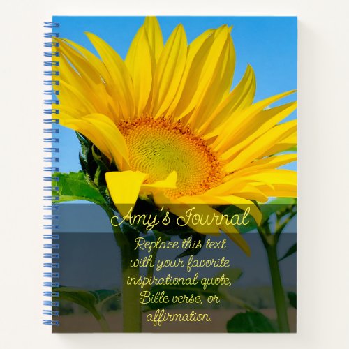 Add Your Quote Inspiring Sunflower Photo Journal