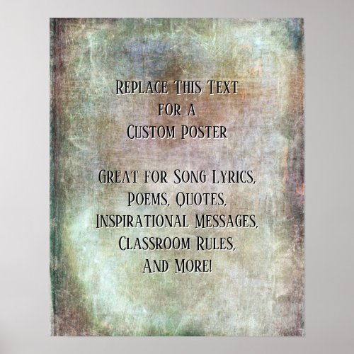 Add Your Quote or Copy Grunge Textured Browns Poster