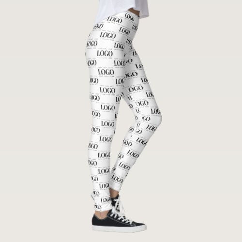 Add Your Rectangle Business Logo Pattern Repeating Leggings