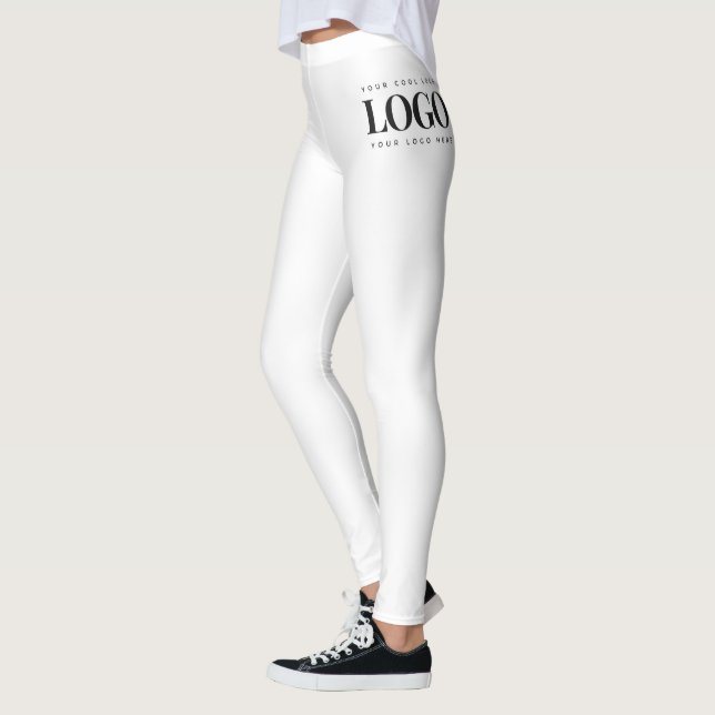 Add Your Rectangle Business Logo Simple Minimalist Leggings (Left)