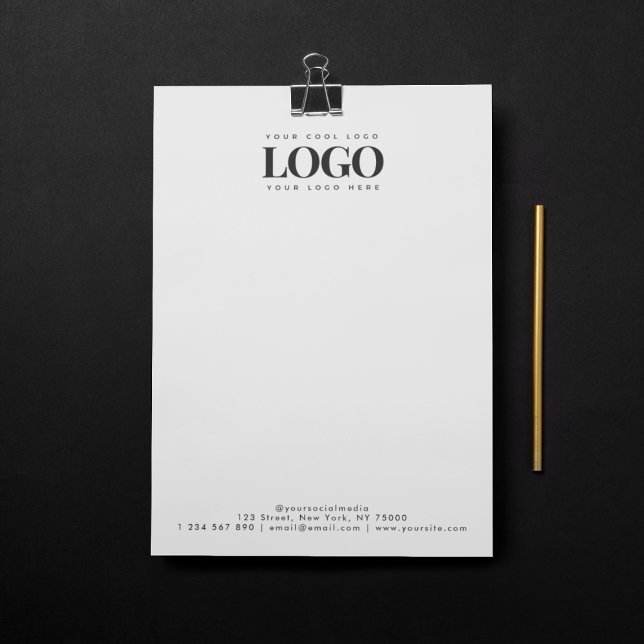 Add Your Rectangle Business Logo & Text Minimalist Letterhead (Creator Uploaded)