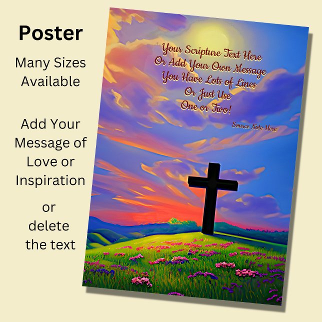 Add Your Scripture, Christian Cross at Sunset     Poster (Creator Uploaded)
