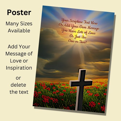 Add Your Scripture Christian Sunshine Over Clouds Poster