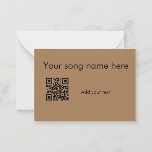 Add your song name here q r code add text name her note card