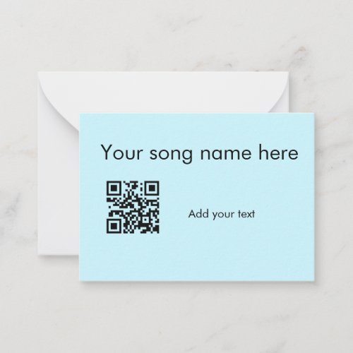Add your song name here q r code add text name her note card