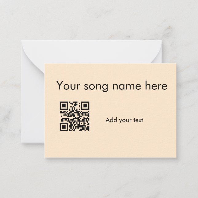 Add your song name here q r code add text name her note card (Front)