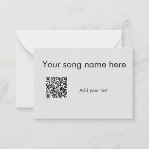 Add your song name here q r code add text name her note card