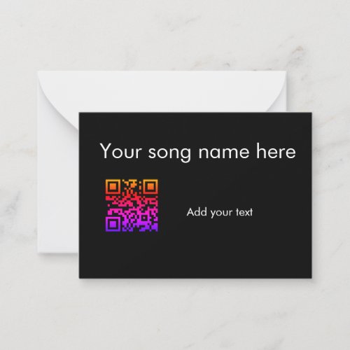 Add your song name here q r code add text name her note card