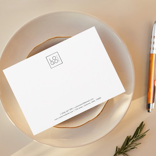 Add Your Square Business Logo Company Custom White Note Card