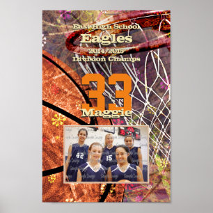 add your team photo girls women basketball poster
