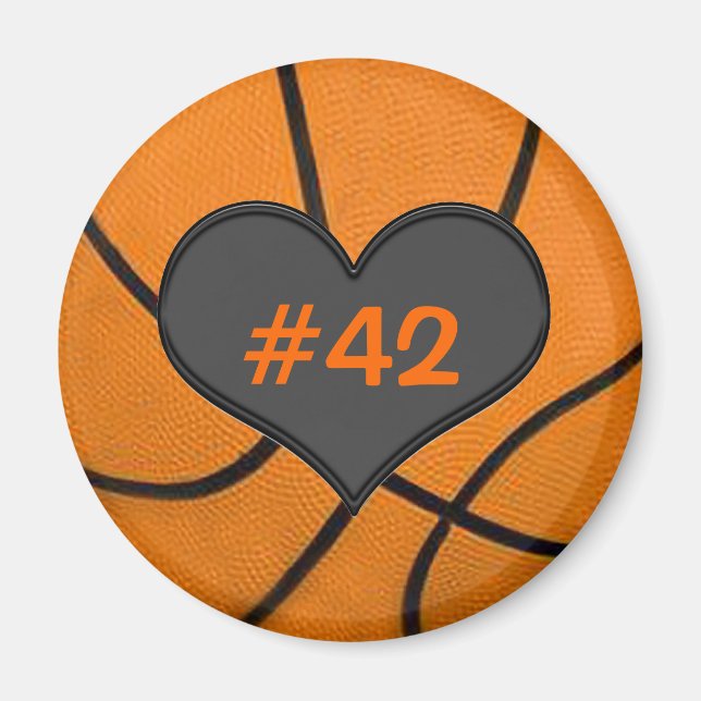 Add Your Team Players Number Basketball Magnet (Front)