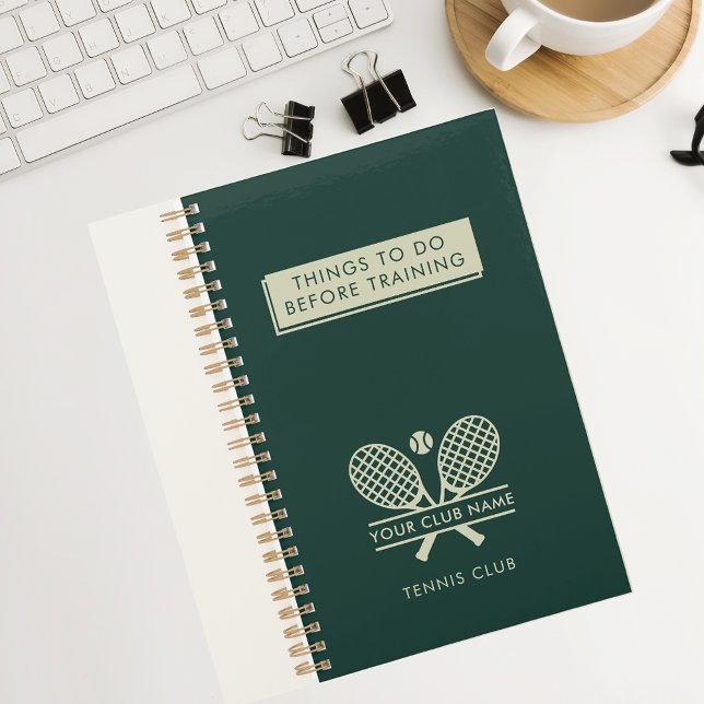 Add Your Tennis Club Name Elegan Team Players 2025 Planner (Lawn Tennis Club Rackets and Ball Motif Small Journal Notebook)