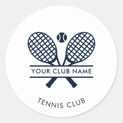 Add Your Tennis Club Name Minimalist Office Classic Round Sticker
