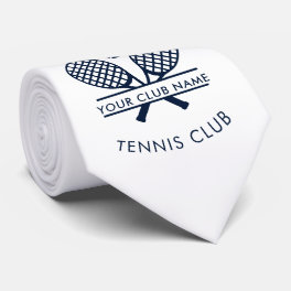 Add Your Tennis Club Name Sports Motif Navy Blue Neck Tie
