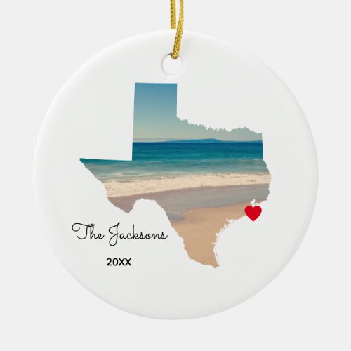 Add Your Texas Beach Trip Photo Ceramic Ornament