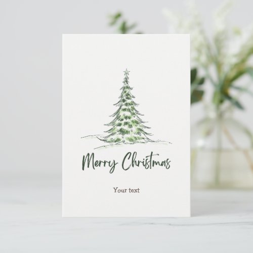 Add your text Adorable watercolor Christmas tree Thank You Card