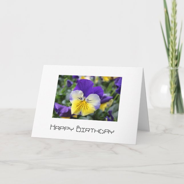 Add your text all occasion greeting card. pansies card (Front)