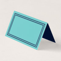 Add Your Text Aqua Teal with Navy Blue Borders Place Card