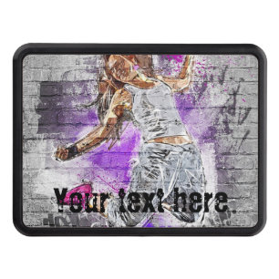 Add your text Artistic street art girl jumping Hitch Cover