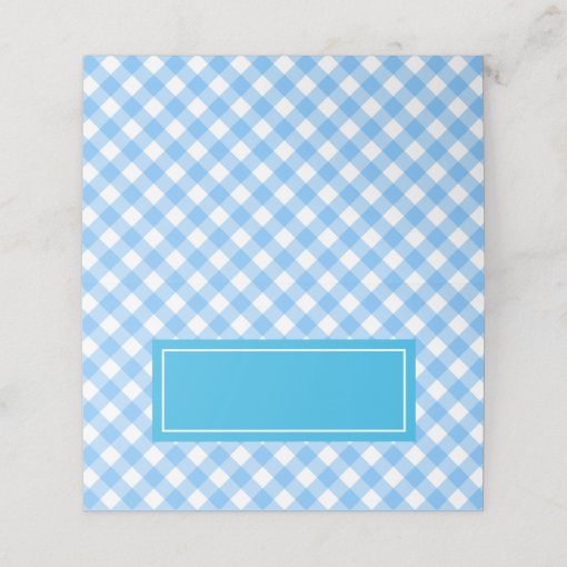 Add Your Text Baby Blue Gingham Pattern Place Card Zazzle