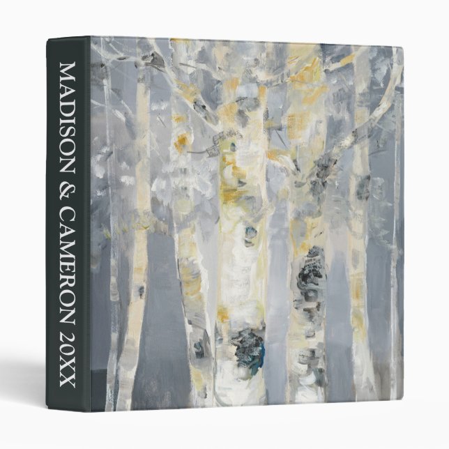Add Your Text | Birch Trees On Grey Background Binder (Front/Spine)
