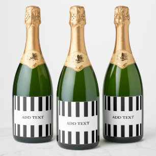 Add Your Text Black & White Referee Sparkling Wine Label