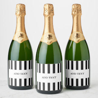 Add Your Text Black & White Referee Sparkling Wine Label