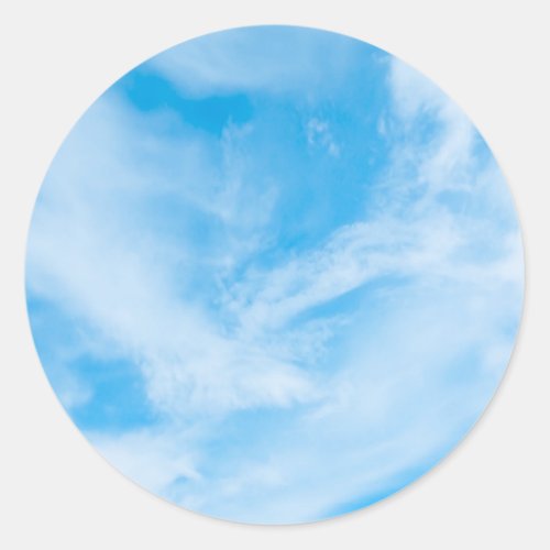 Add Your Text Blank Template Blue Sky Clouds Classic Round Sticker