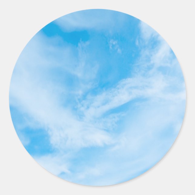 Add Your Text Blank Template Blue Sky Clouds Classic Round Sticker (Front)